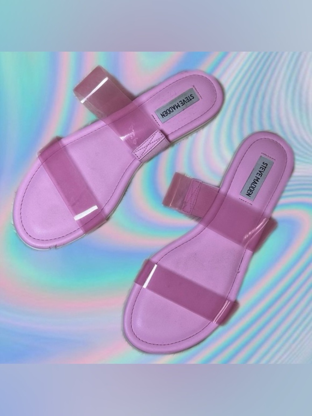 Steve Madden Pink Slide Sandals with Clear Straps